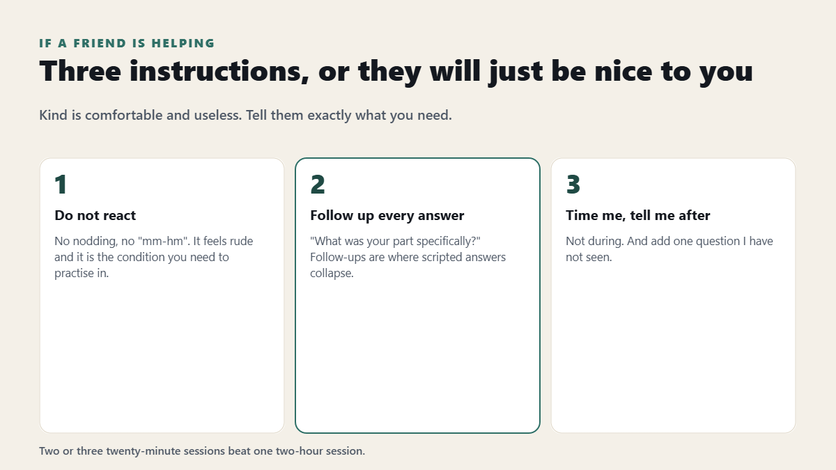 Three rules to give a friend helping with a mock interview